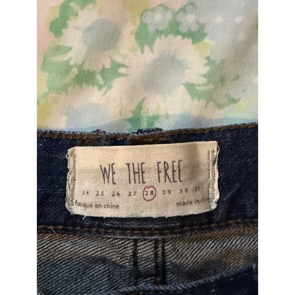 Free People | We The Free Denim Shorts 28/6 Dark Wash Button Fly Frayed Raw Hem - Picture 4 of 8